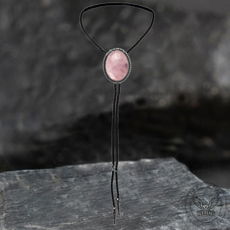 Natural Gemstone Cowboy Alloy Bolo Tie