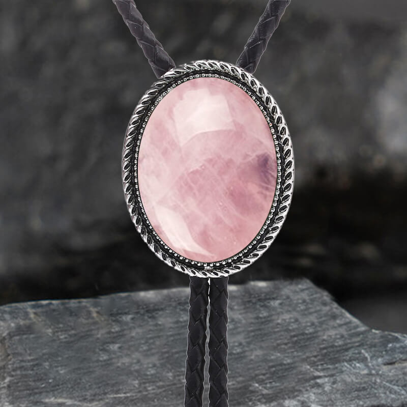 Natural Gemstone Cowboy Alloy Bolo Tie
