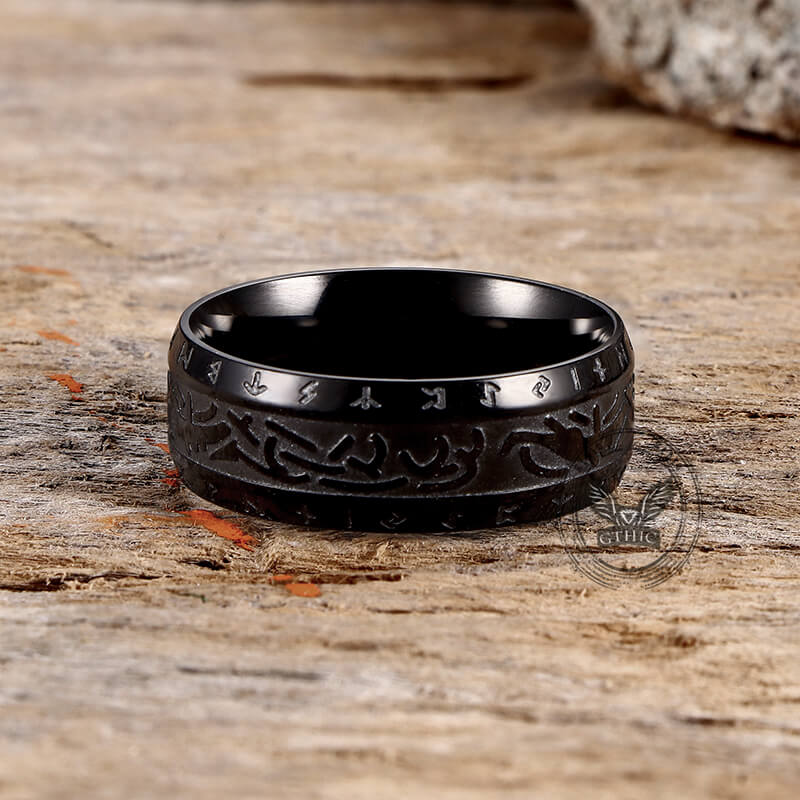 Nordic Runes Stainless Steel Viking Ring