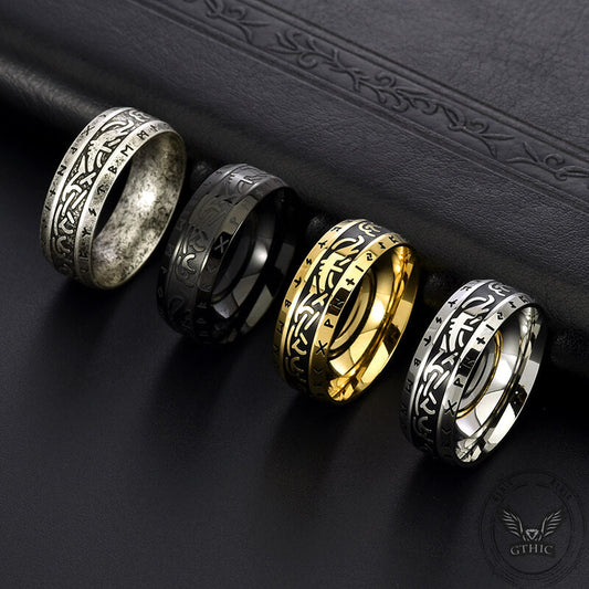 Nordic Runes Stainless Steel Viking Ring