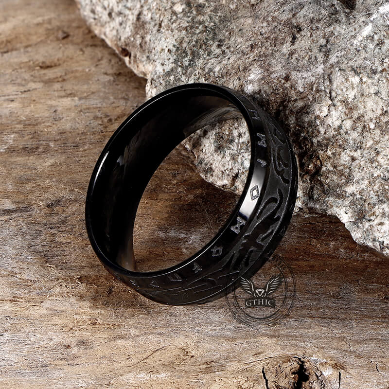 Nordic Runes Stainless Steel Viking Ring