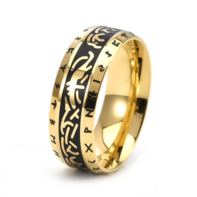 Nordic Runes Stainless Steel Viking Ring