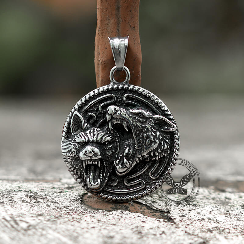 Nordic Wolf Valknut Stainless Steel Viking Pendant