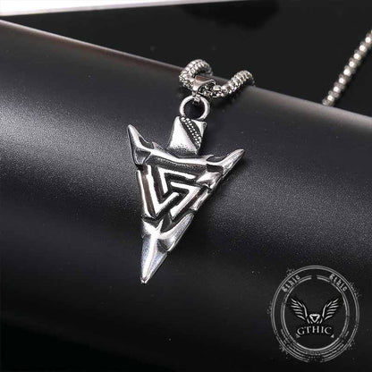 Odin Triangle Rune Stainless Steel Arrow Pendant