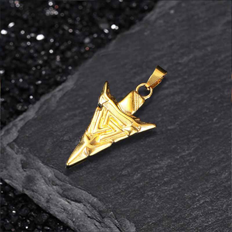 Odin Triangle Rune Stainless Steel Arrow Pendant