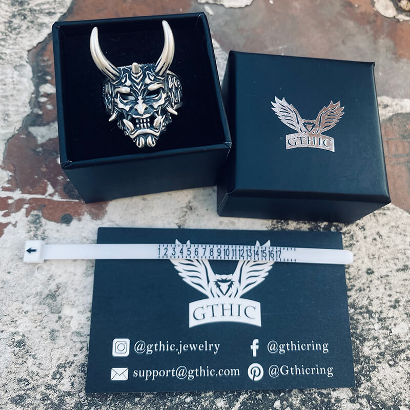 Oni Mask Sterling Silver Ring
