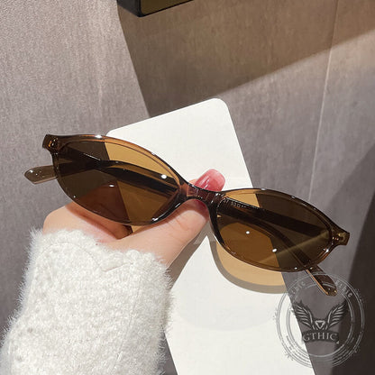 Oval Small Frame Sun Visor Ac Sunglasses