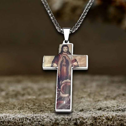 Painted Jesus Cross Stainless Steel Pendant