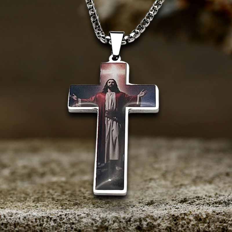 Painted Jesus Cross Stainless Steel Pendant