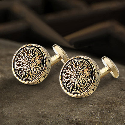 Pattern Brass Fixed Backing Cufflinks
