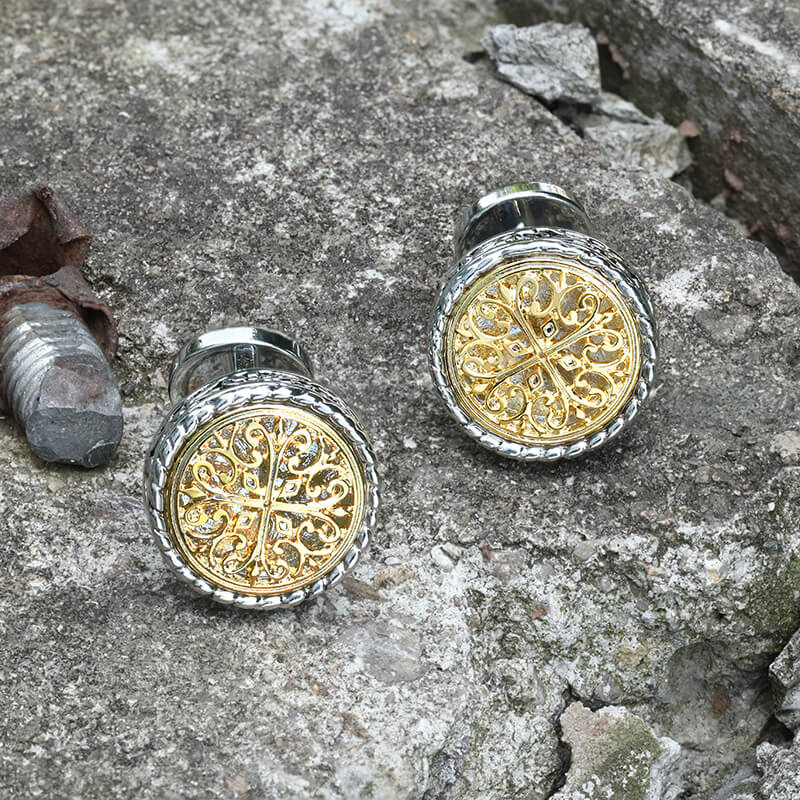 Pattern Brass Fixed Backing Cufflinks