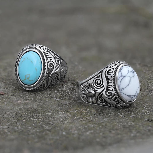 Pattern Gem Sterling Silver Ring