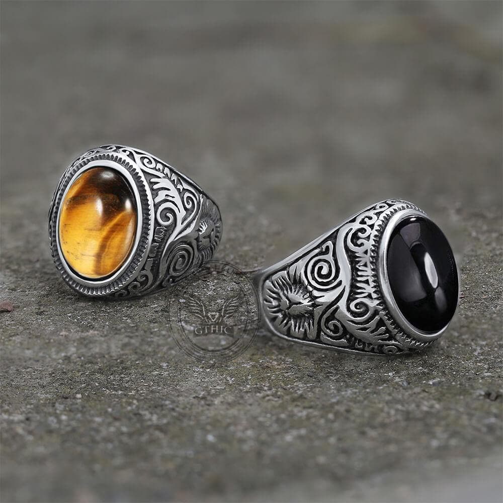 Pattern Gem Stainless Steel Ring