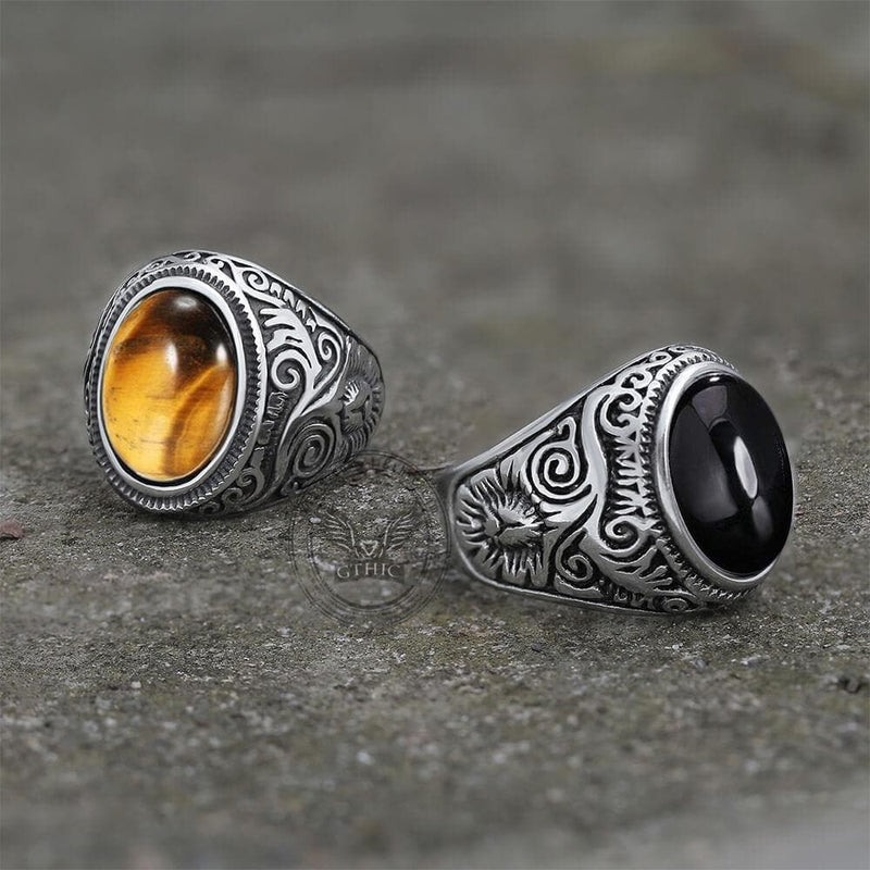 Pattern Gem Stainless Steel Ring
