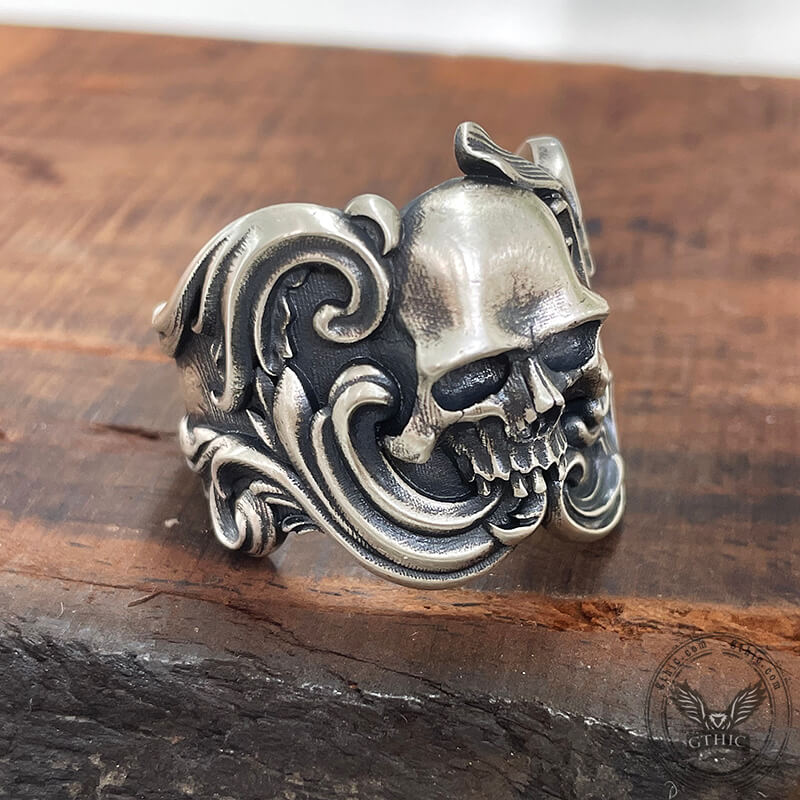 Pattern Sterling Silver Skull Ring