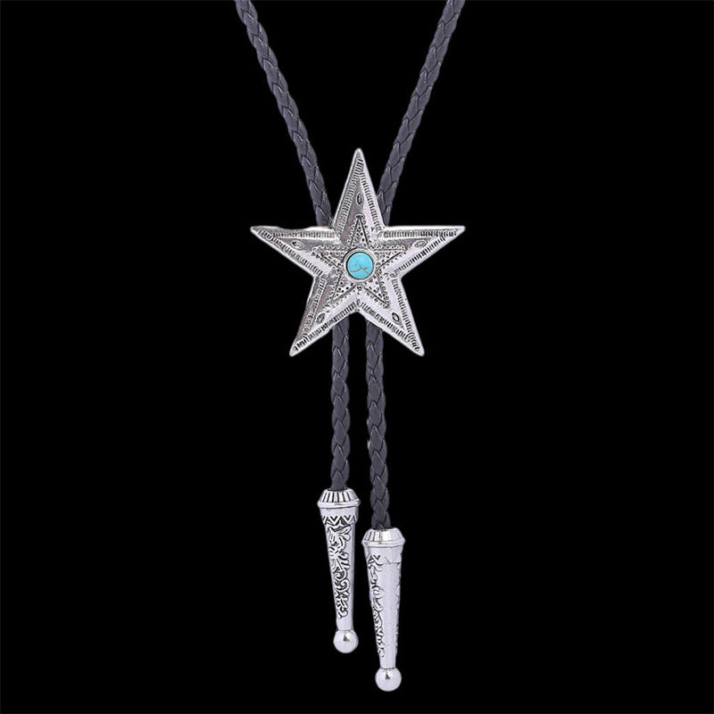 Pentagram Gemstone Inlaid Alloy Bolo Tie