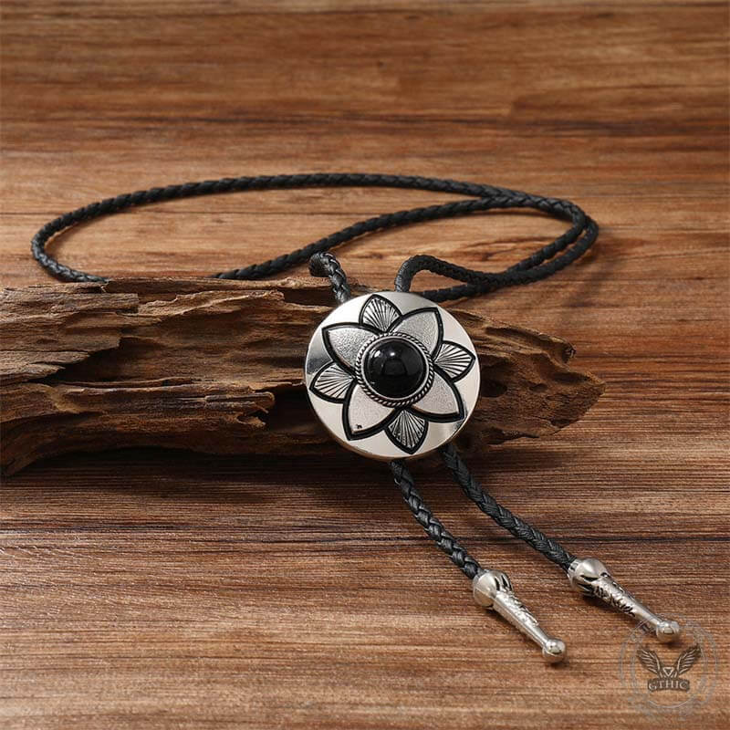 Petal Turquoise Leather Alloy Bolo Tie