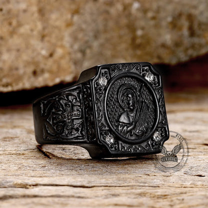 Portrait Cross Stainless Steel Ring