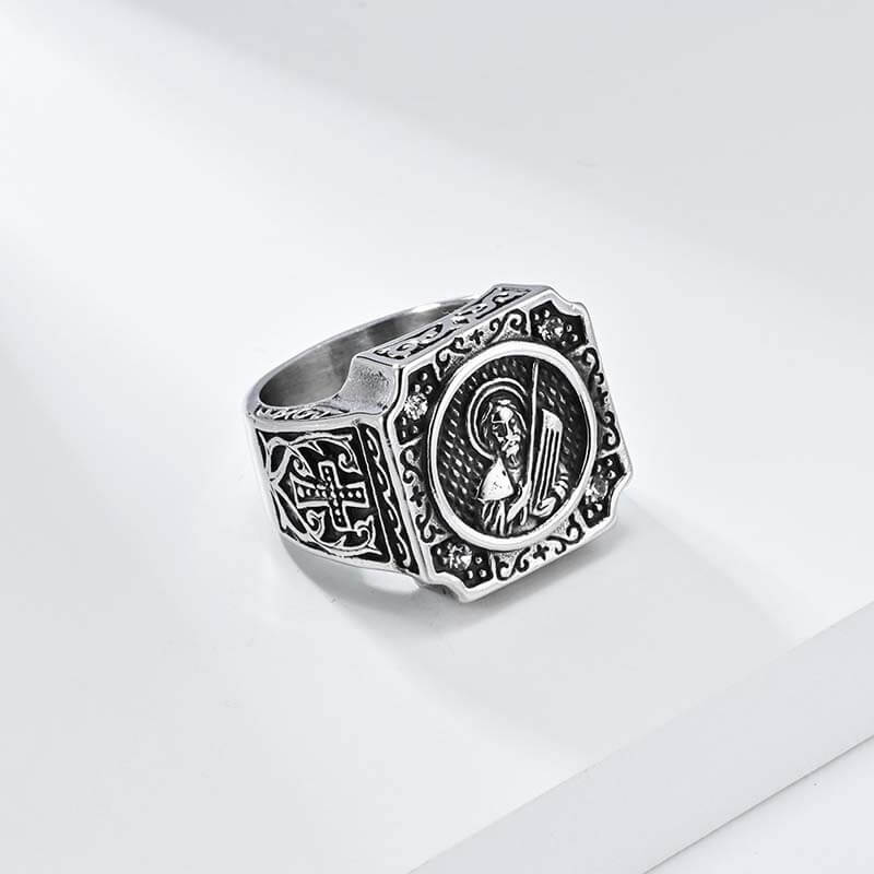 Portrait Cross Stainless Steel Ring