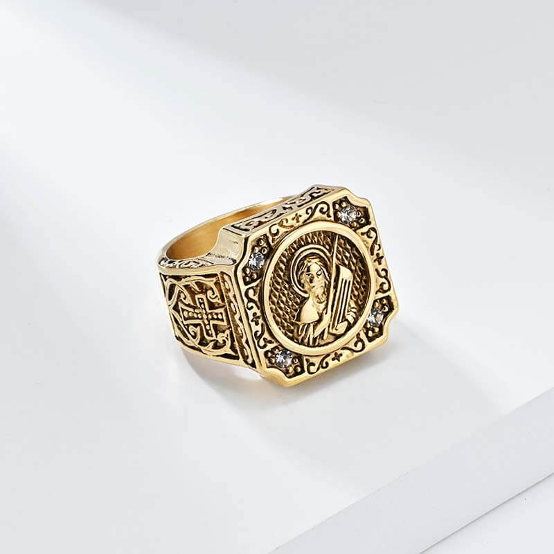 Portrait Cross Stainless Steel Ring