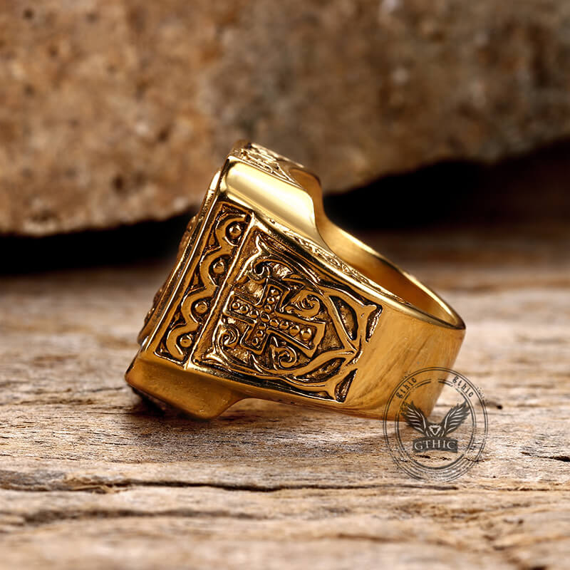 Portrait Cross Stainless Steel Ring