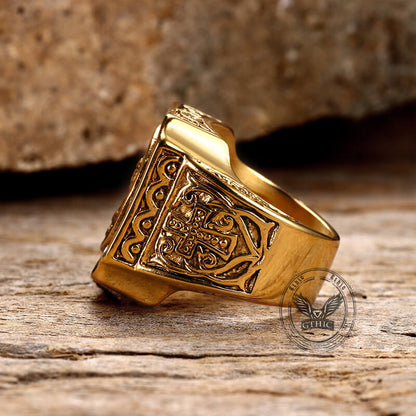 Portrait Cross Stainless Steel Ring
