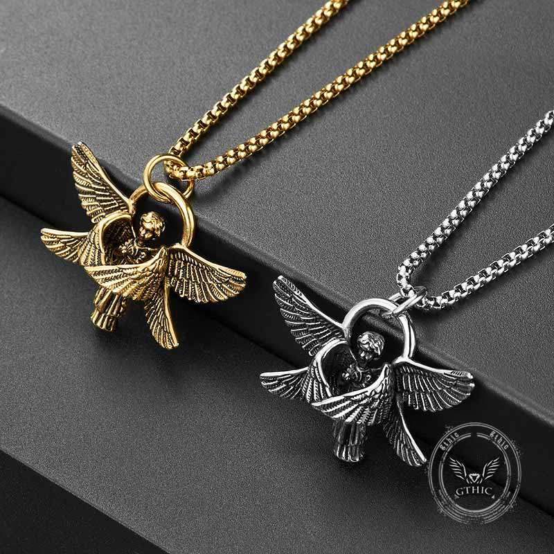 Praying Angel Wings Stainless Steel Pendant