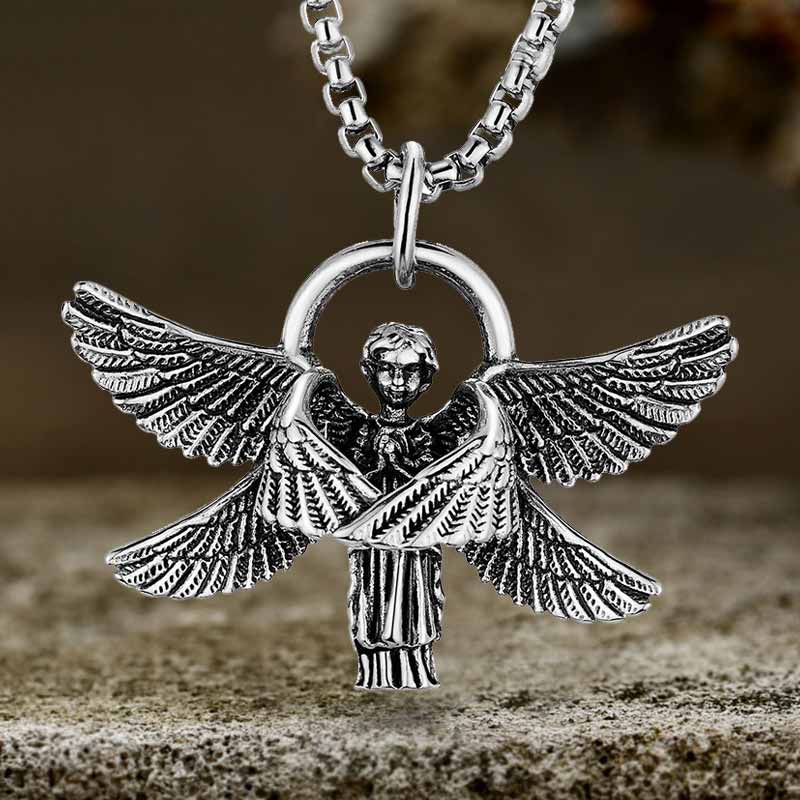Praying Angel Wings Stainless Steel Pendant