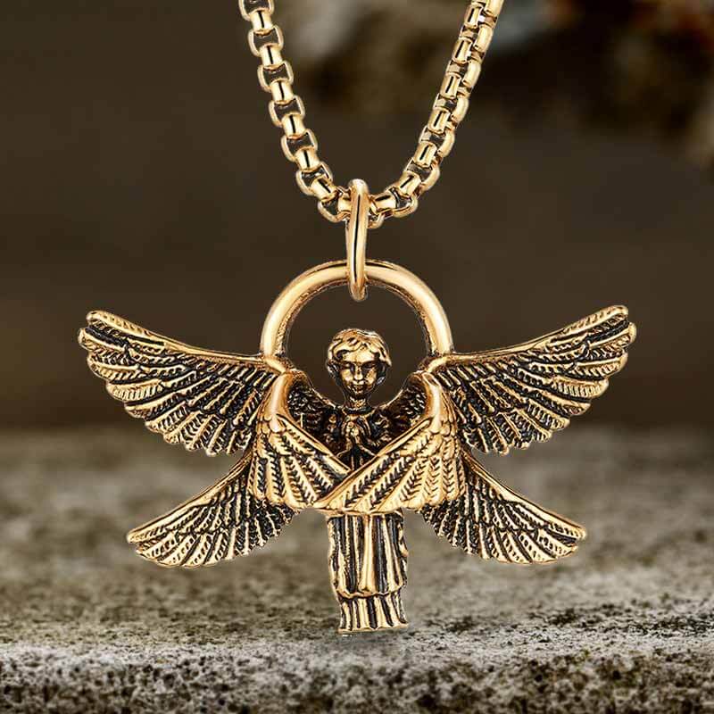 Praying Angel Wings Stainless Steel Pendant