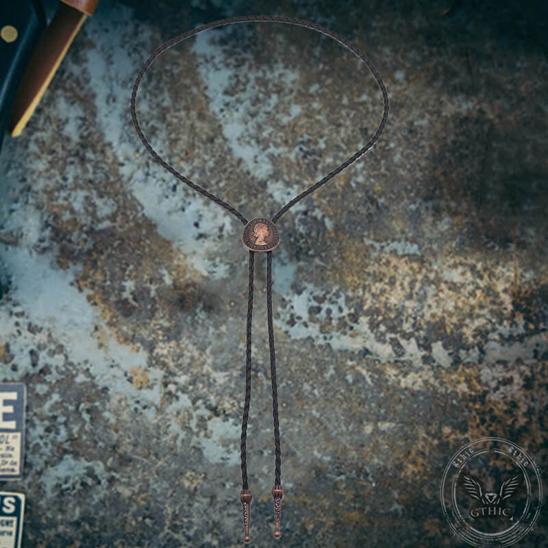 Queen Pattern Ancient Coin Alloy Bolo Tie