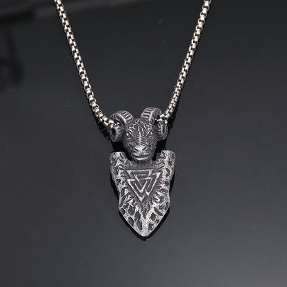 Ram Shield Stainless Steel Viking Pendant
