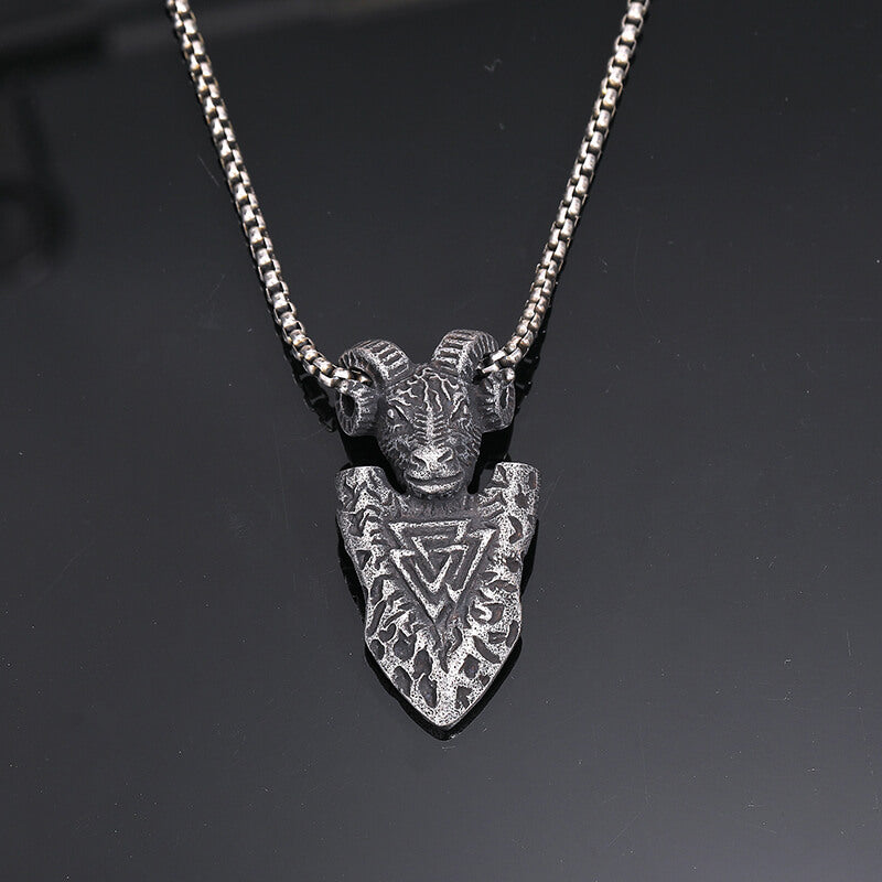 Ram Shield Stainless Steel Viking Pendant