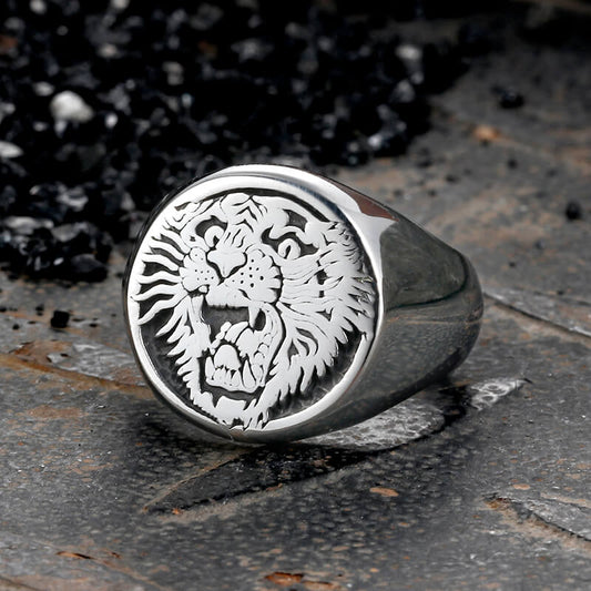 Roaring Tiger Head Stainless Steel Ring