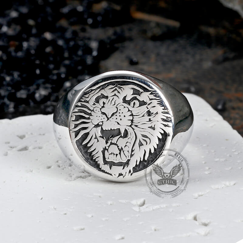 Roaring Tiger Head Stainless Steel Ring