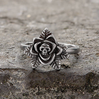 Rose Skull Stainless Steel Ring