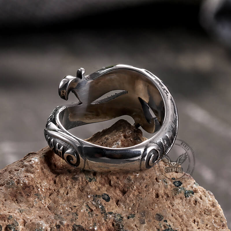 Rune Symbol Serpent Stainless Steel Viking Ring