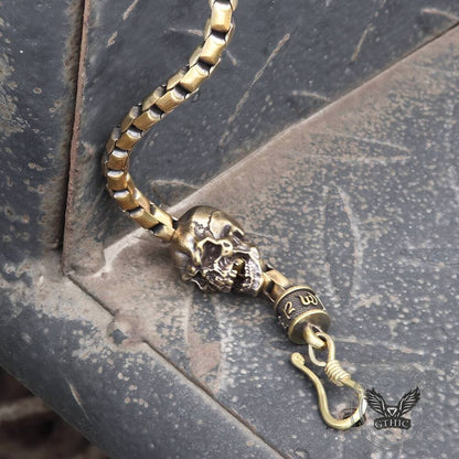 Skull Brass Box Chain Bracelet