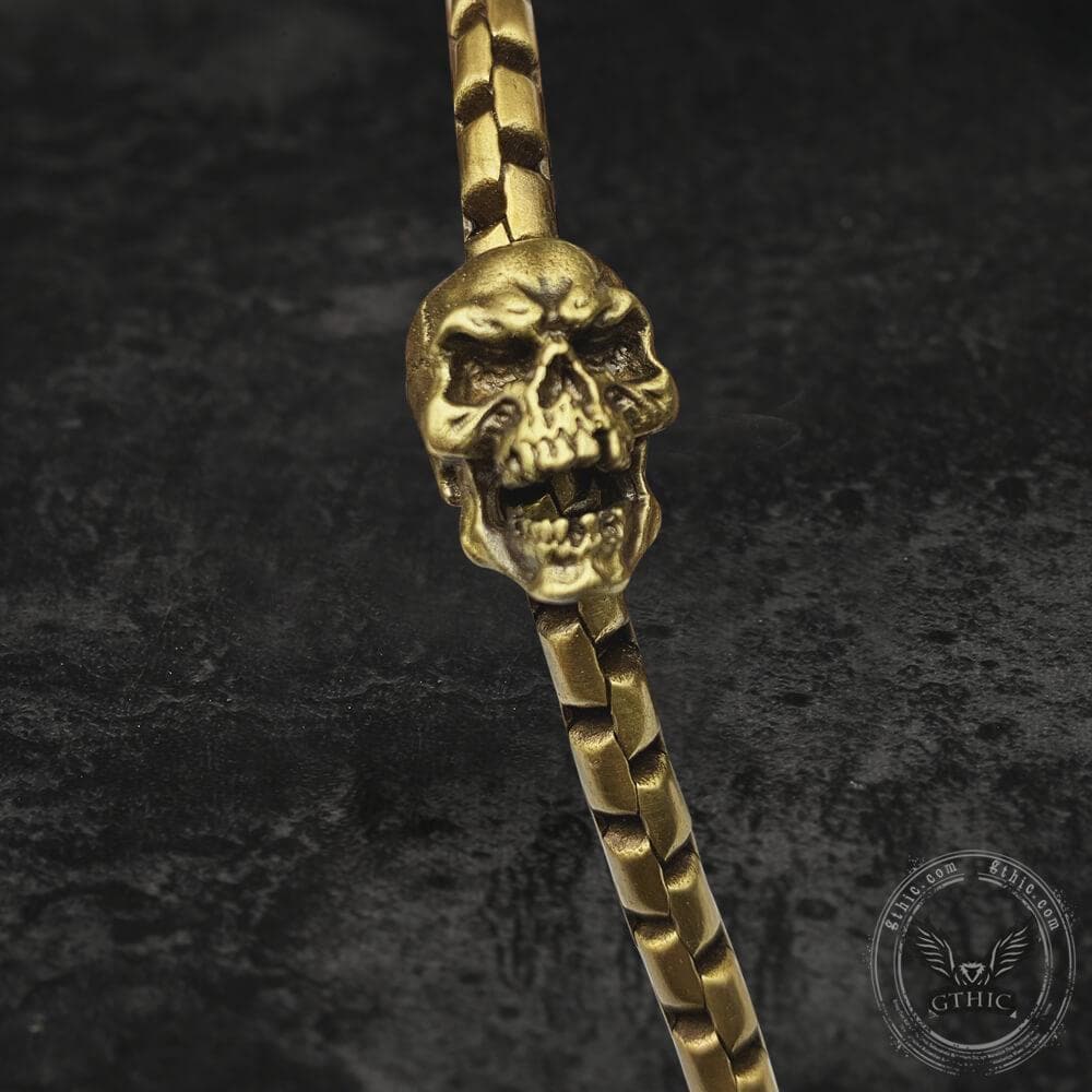 Skull Brass Box Chain Bracelet