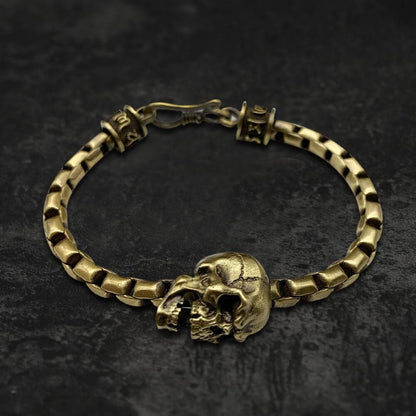 Skull Brass Box Chain Bracelet