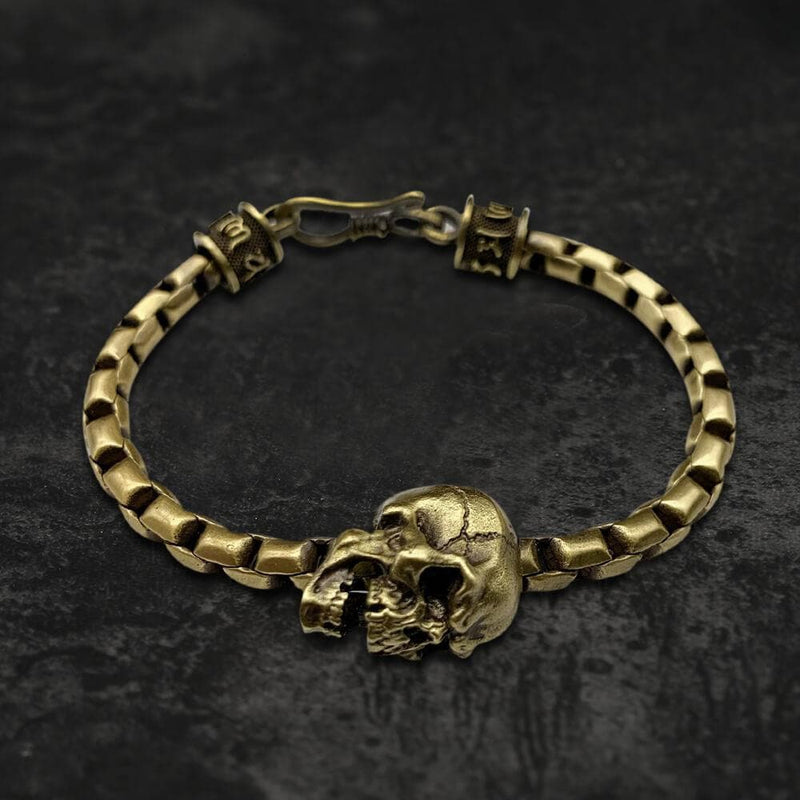 Skull Brass Box Chain Bracelet