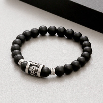 Skull Pattern Natural Stone Bracelet