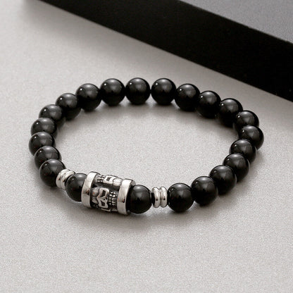 Skull Pattern Natural Stone Bracelet