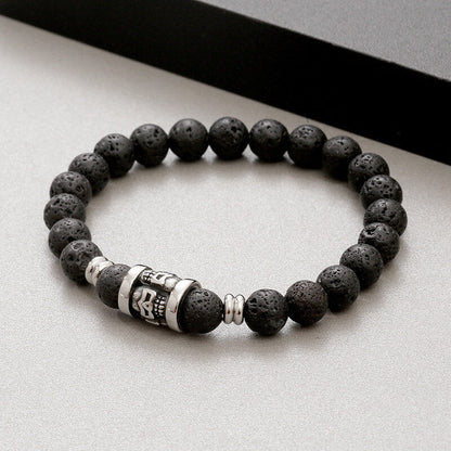 Skull Pattern Natural Stone Bracelet