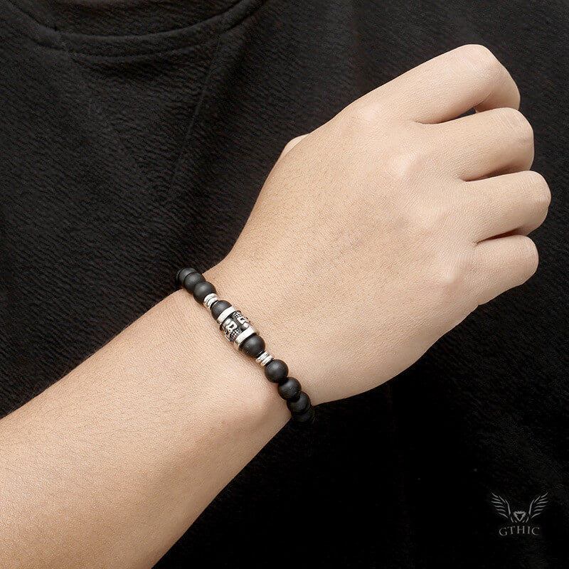 Skull Pattern Natural Stone Bracelet