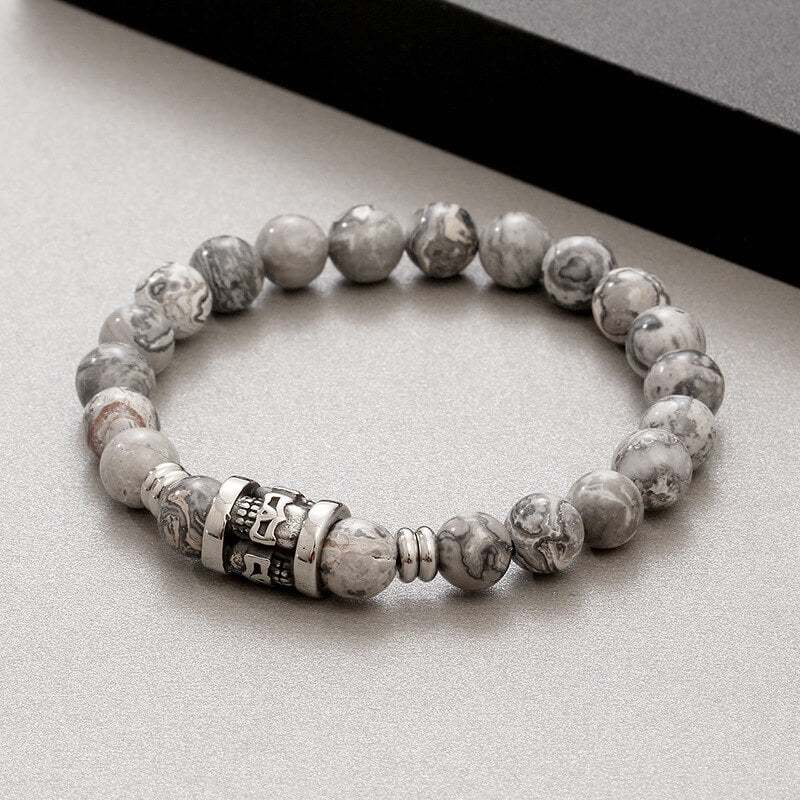 Skull Pattern Natural Stone Bracelet