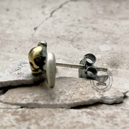 Skull Wings Sterling Silver Stud Earrings