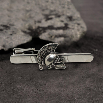 Spartan Helmet Brass Cufflinks Tie Clip