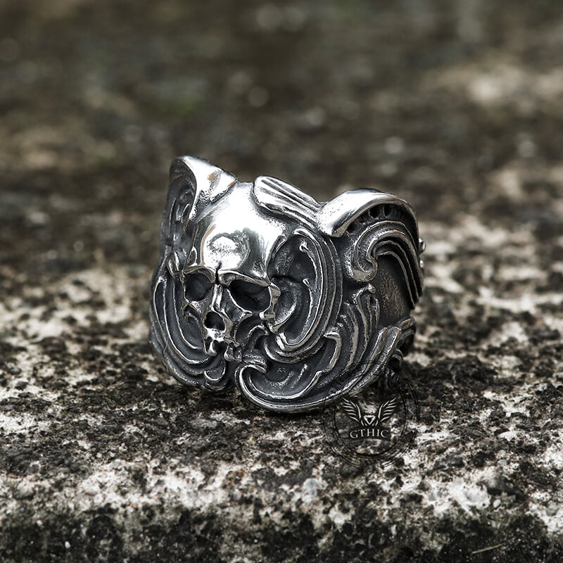 Spindrift Stainless Steel Skull Ring