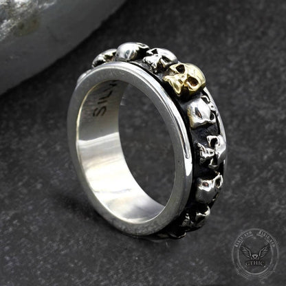 Skull Punk Sterling Silver Spinner Ring