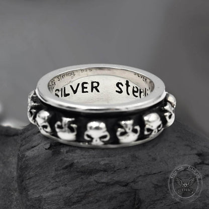 Skull Punk Sterling Silver Spinner Ring